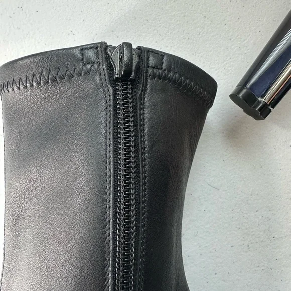 Alexander Mcqueen Boot Stretch Leather Black Patent Midcalf Booties Boots 37 - Picture 8 of 11